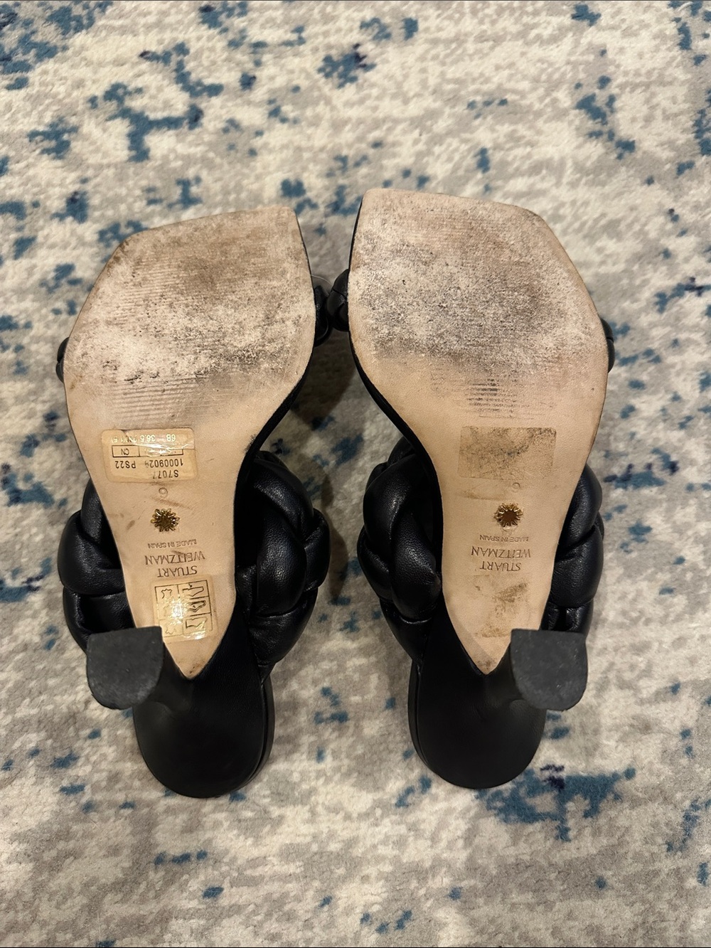 Stuart Weitzman Playa 100 Black Braided Heels - Picture 7 of 8